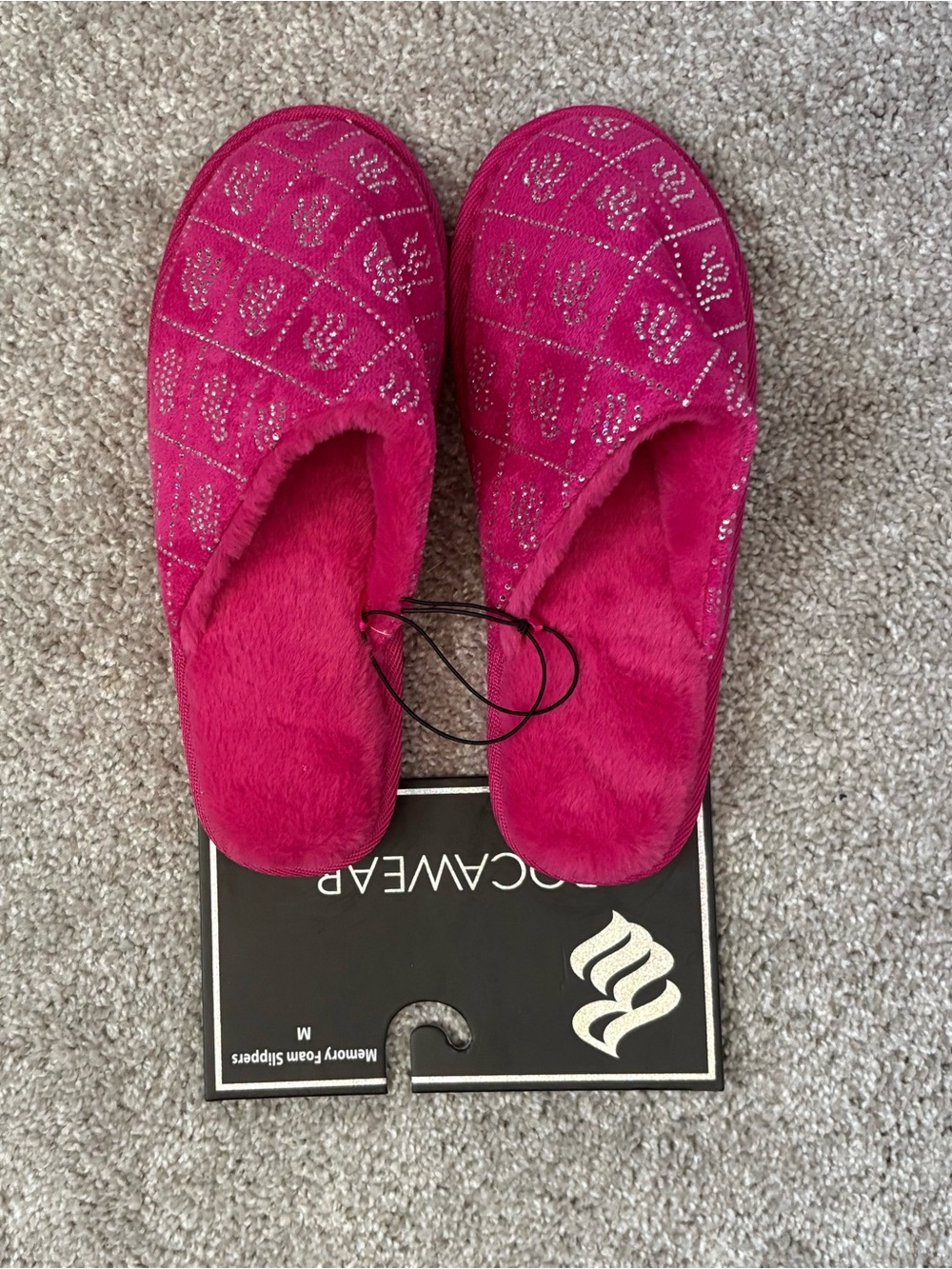 Women's Hot Pink Plush Slip-On Slippers